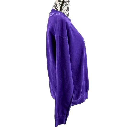 Gildan Purple Crew Neck Heart Patchwork Sweatshirt Coquette Cottagecore Vintage - Picture 4 of 12